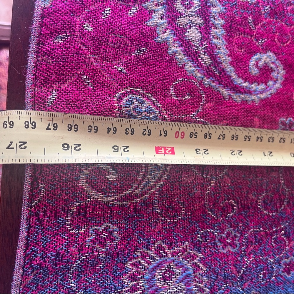 “Pashmina” style scarf blue pink purple gold colors - Picture 9 of 9